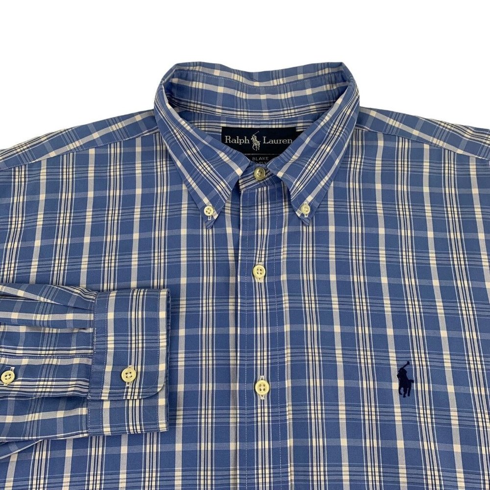 Polo Ralph Lauren Blake Button Down Shirt Men's Large Blue Checks Long Sleeve